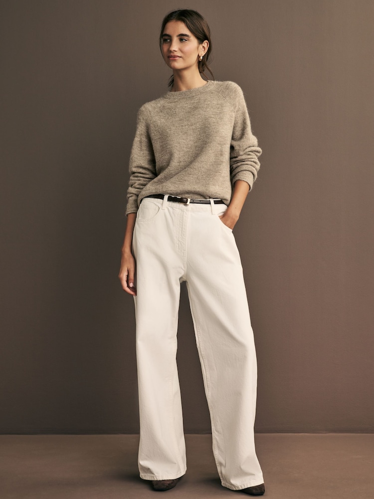 Neutral Mole Soft Touch Crew Neck Knitted Jumper with Alpaca - Image 4 of 7