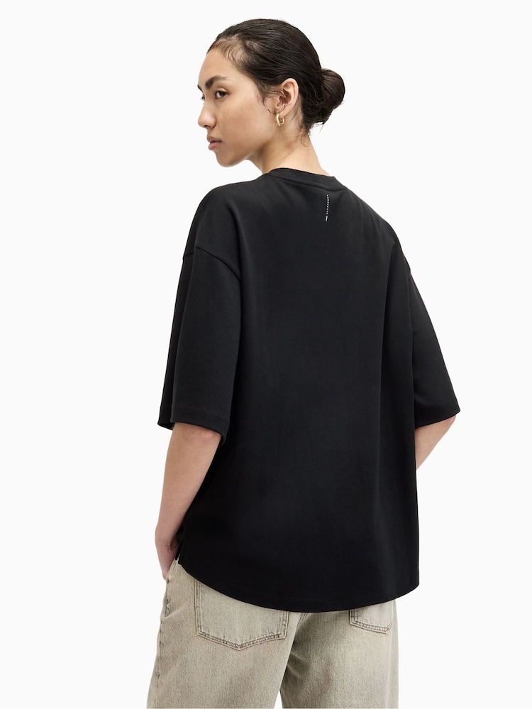 AllSaints Black Amelie T-Shirt - Image 2 of 7 AllSaints Black Amelie T-Shirt - Image 2 of 7