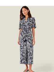 Accessorize Blue Fan Print Jumpsuit - Image 1 of 4