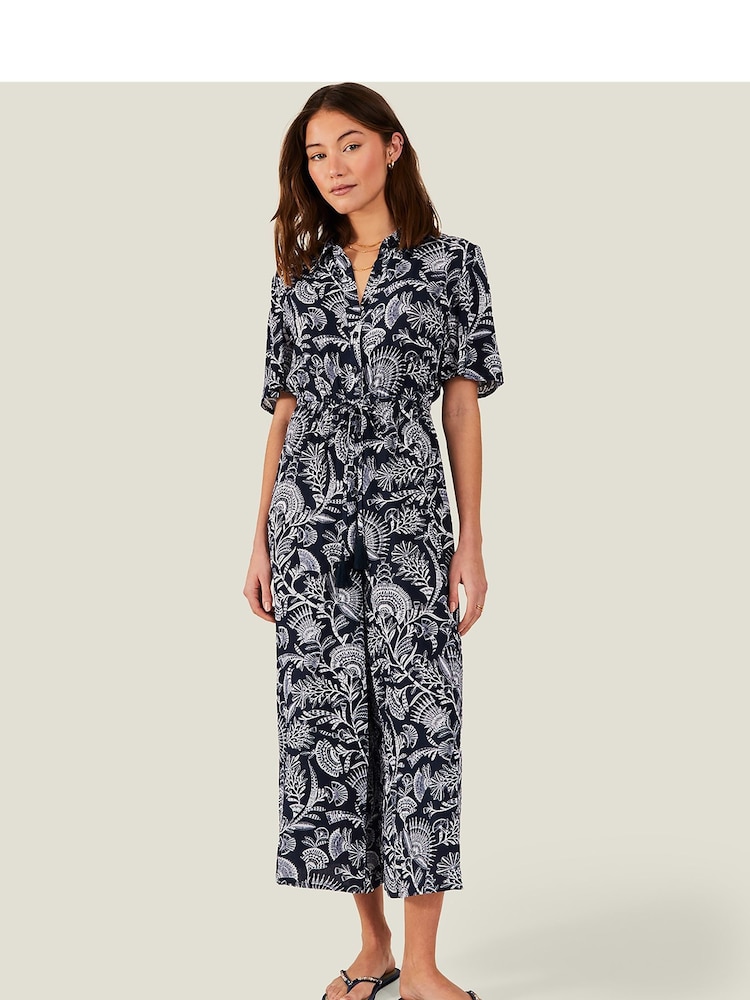 Accessorize Blue Fan Print Jumpsuit - Image 1 of 4