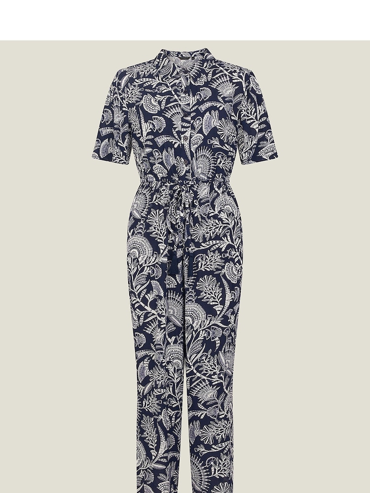 Accessorize Blue Fan Print Jumpsuit - Image 4 of 4 Accessorize Blue Fan Print Jumpsuit - Image 4 of 4