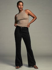 Black Hourglass Cord Flared Trousers - Image 4 of 6