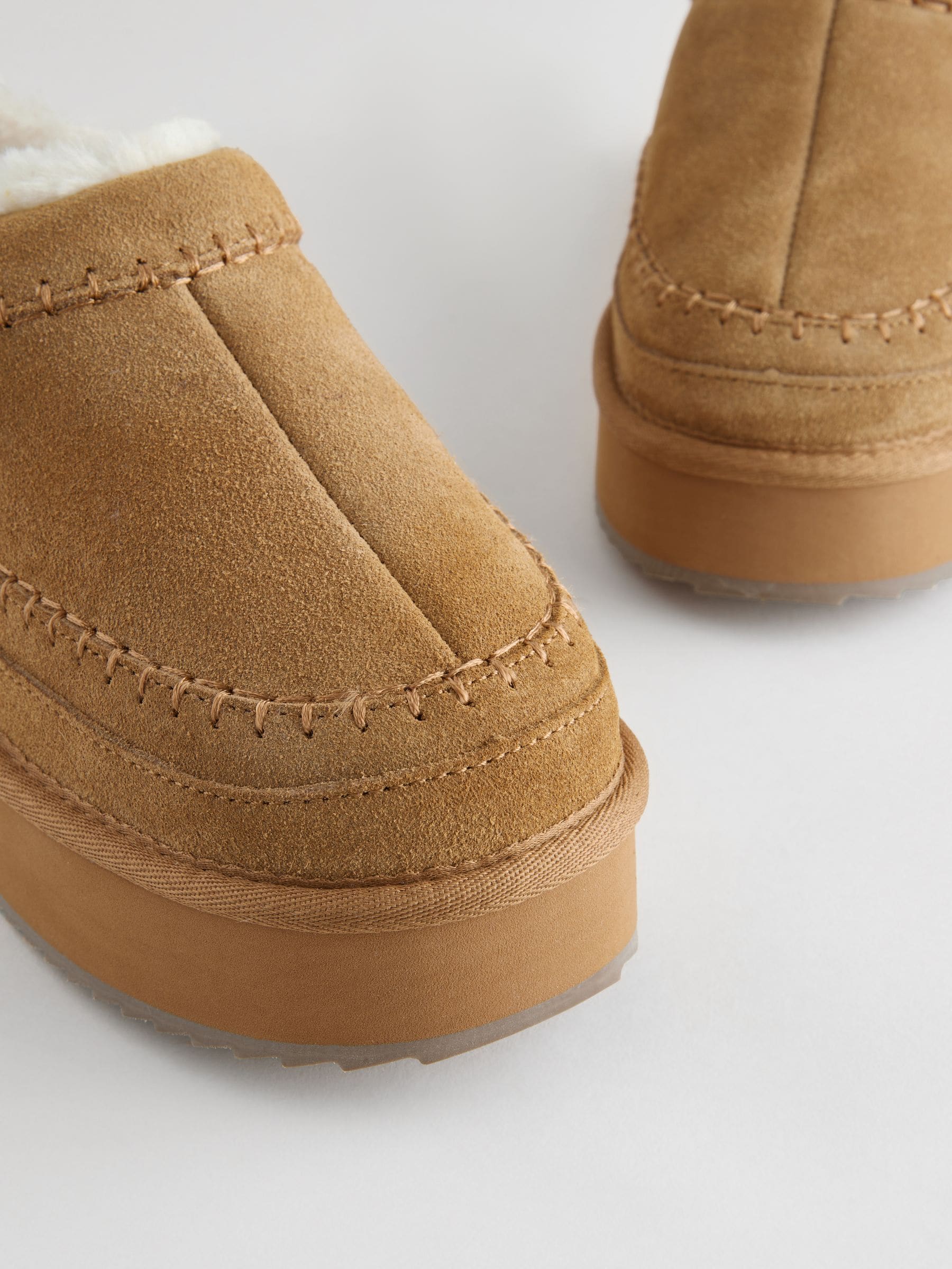 Choco closet◎　0324 Buy Chestnut Brown Leather Cosy Borg Lined Slip-On Shoes