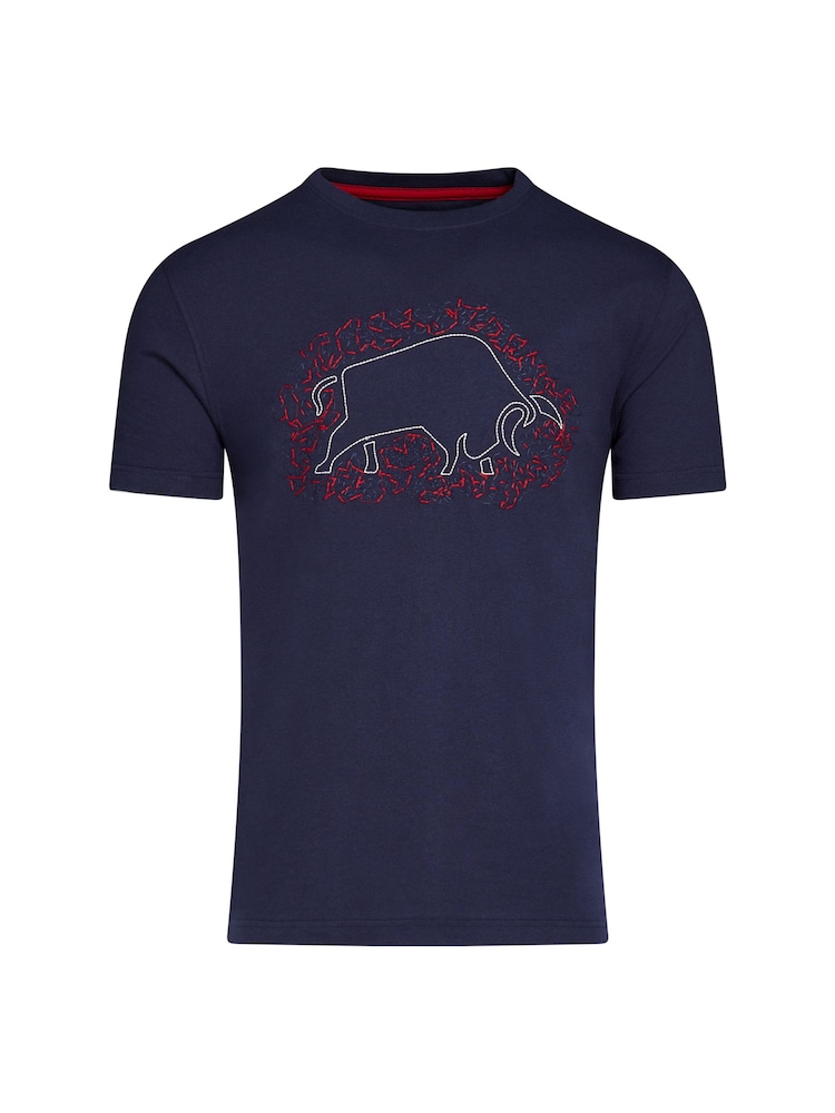 Raging Bull Blue Scatter Stitch Bull 100% Cotton T-Shirt - Image 9 of 9