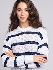 U.S. Polo Assn. White Regular Fit Womens Pointelle Knit Jumper - Image 4 of 8