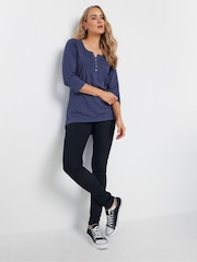 Long Tall Sally Blue Henley Top - Image 2 of 4