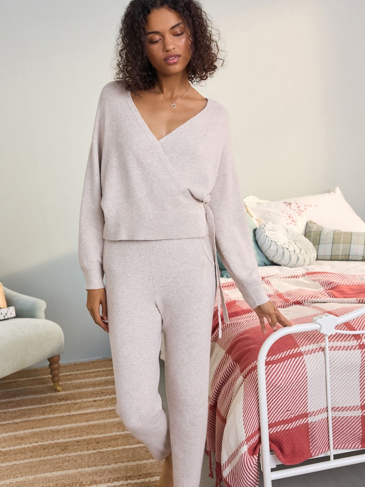 Laura Ashley Oatmeal Knit Wrap Top - Image 2 of 6