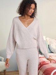 Laura Ashley Oatmeal Knit Wrap Top - Image 3 of 6