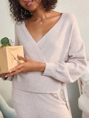 Laura Ashley Oatmeal Knit Wrap Top - Image 5 of 6