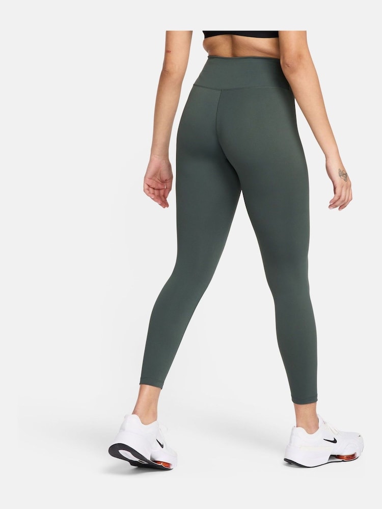 Nike Dark Green One High-Waisted 7/8 Leggings - Image 2 of 3