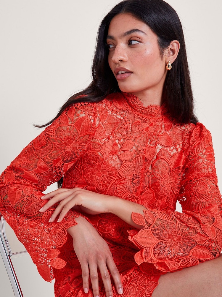 Monsoon Orange Lila Lace Tunic Dress - Image 2 of 6