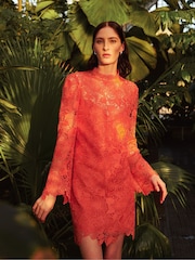 Monsoon Orange Lila Lace Tunic Dress - Image 5 of 6