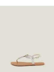 Accessorize White Diamanté Leaf Embellished Sandals - Image 1 of 3