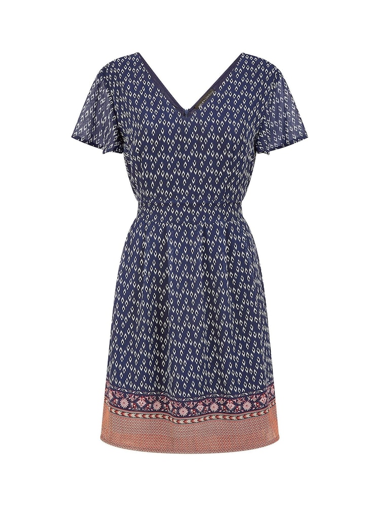 Mela Blue Border Print Skater Dress - Image 4 of 4