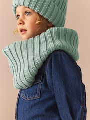 Salbeigrün - Gerippter Strickschal (1–16 Jahre) - Bild 1 von 4
