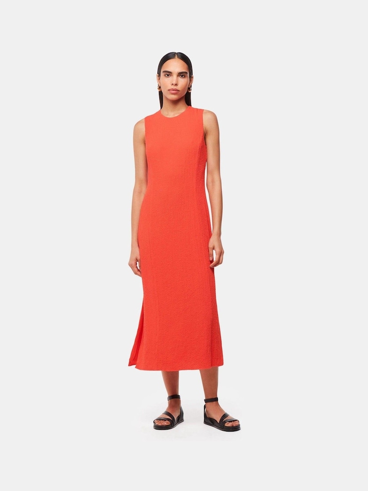 Whistles Orange Erin Texture Midi Dress - Image 1 of 4 Whistles Orange Erin Texture Midi Dress - Image 1 of 4