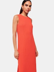 Whistles Orange Erin Texture Midi Dress - Image 3 of 4