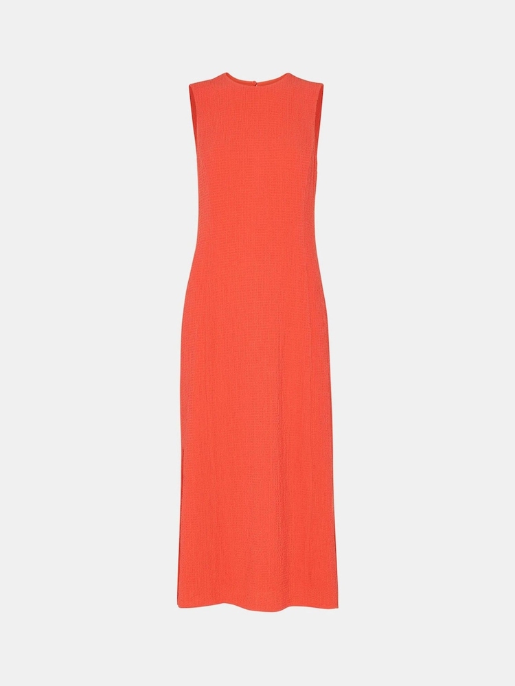 Whistles Orange Erin Texture Midi Dress - Image 4 of 4 Whistles Orange Erin Texture Midi Dress - Image 4 of 4