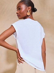 Lipsy White Crochet Yoke T-Shirt - Image 2 of 4