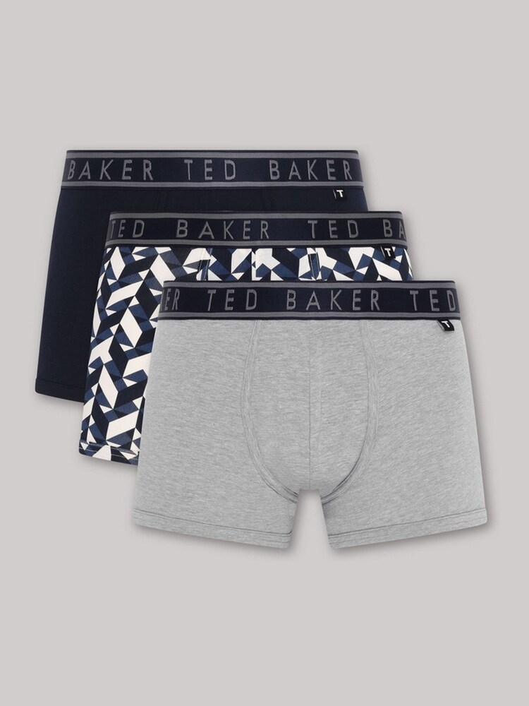 Ted Baker Blue Cotton Trunks 3 Pack - Image 1 of 6