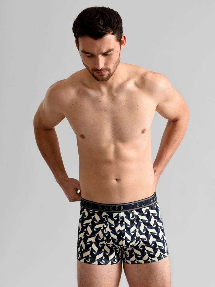 Ted Baker Blue Cotton Trunks 3 Pack - Image 6 of 6