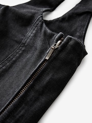 Schwarz - Corsagen-Top mit Nähten aus Denim - Bild 6 von 7