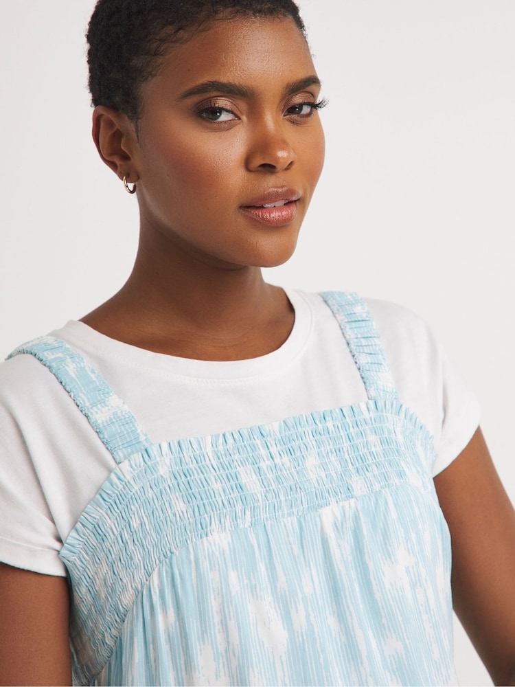 JD Williams Blue Printed Tie Waist Apron Dress - Image 3 of 3