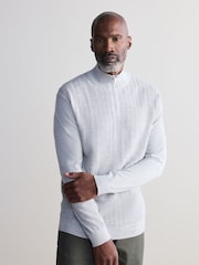 Ice Grey Regular Fit Signature 100% Merino Textured Quarter Zip Jumper - Image 2 of 8