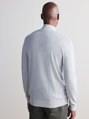 Ice Grey Regular Fit Signature 100% Merino Textured Quarter Zip Jumper - Image 3 of 8