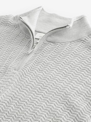 Ice Grey Regular Fit Signature 100% Merino Textured Quarter Zip Jumper - Image 7 of 8