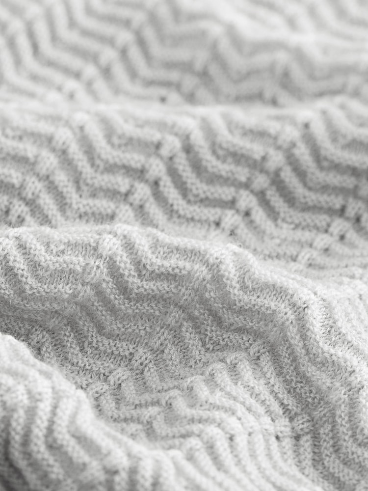 Ice Grey Regular Fit Signature 100% Merino Textured Quarter Zip Jumper - Image 8 of 8