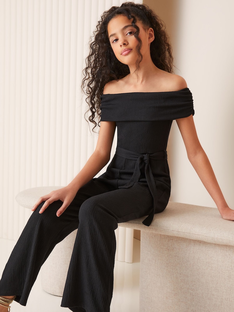 Lipsy Black Teen Bardot Jumpsuit  (9-16yrs) - Image 1 of 4
