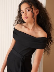 Lipsy Black Teen Bardot Jumpsuit  (9-16yrs) - Image 3 of 4