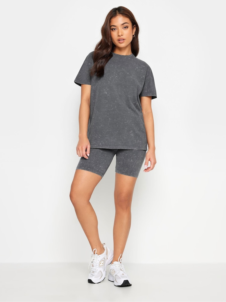 PixieGirl Petite Grey Acid Wash T-Shirt Shorts Set - Image 2 of 5