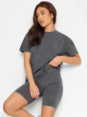 PixieGirl Petite Grey Acid Wash T-Shirt Shorts Set - Image 4 of 5