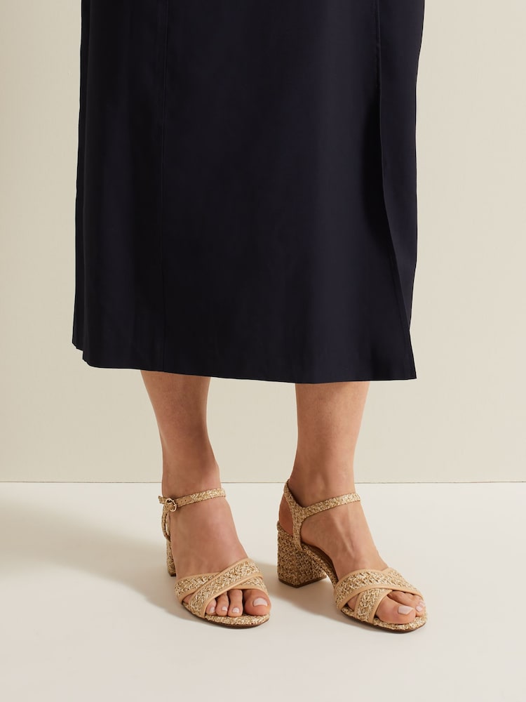 Phase Eight Natural Raffia Block Heels - Image 1 of 7
