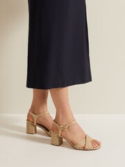 Phase Eight Natural Raffia Block Heels - Image 4 of 7