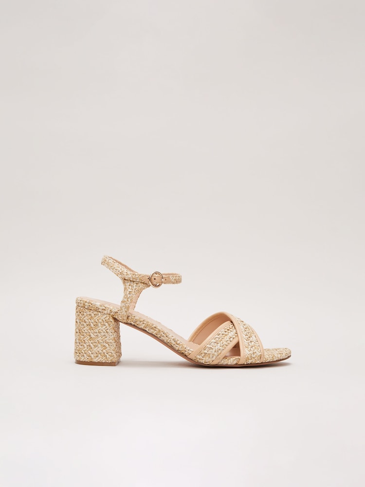 Phase Eight Natural Raffia Block Heels - Image 7 of 7