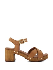 Dune London Natural Cross Strap Heeled Judies Sandals - Image 3 of 6