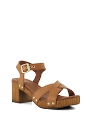 Dune London Natural Cross Strap Heeled Judies Sandals - Image 4 of 6