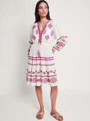Monsoon White Embroidered Catia Dresses - Image 1 of 5