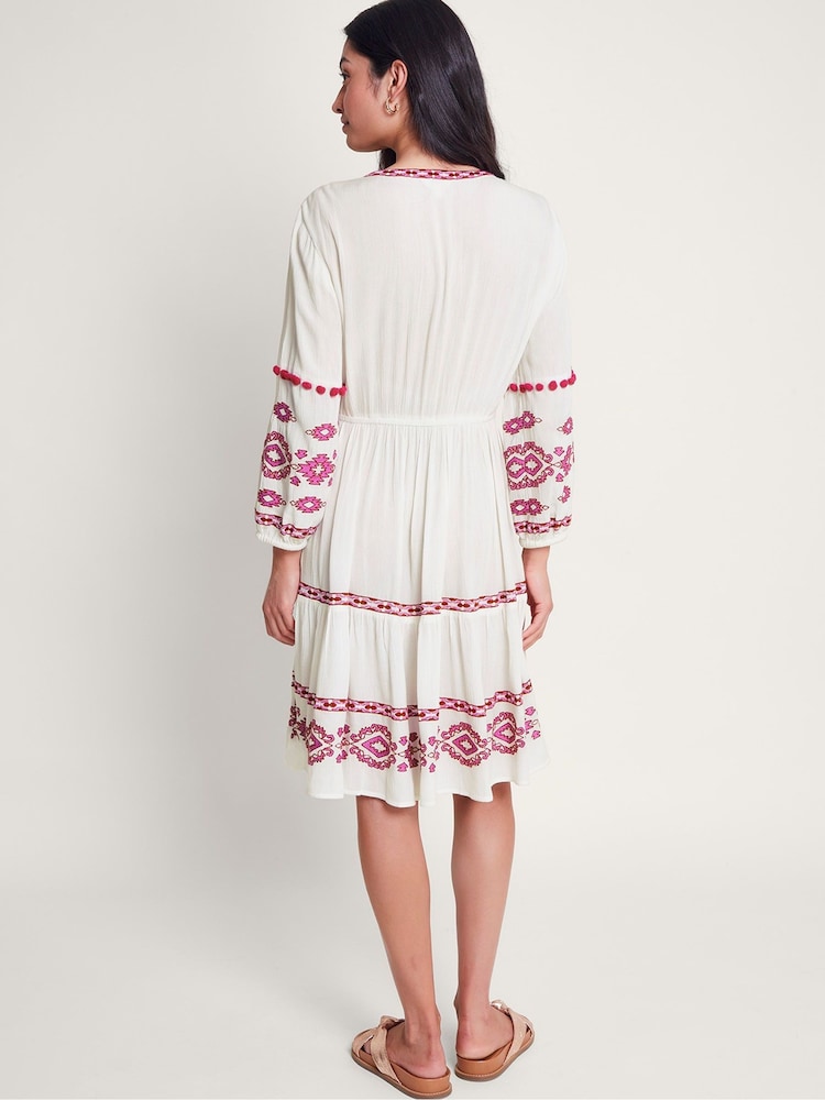 Monsoon White Embroidered Catia Dresses - Image 2 of 5