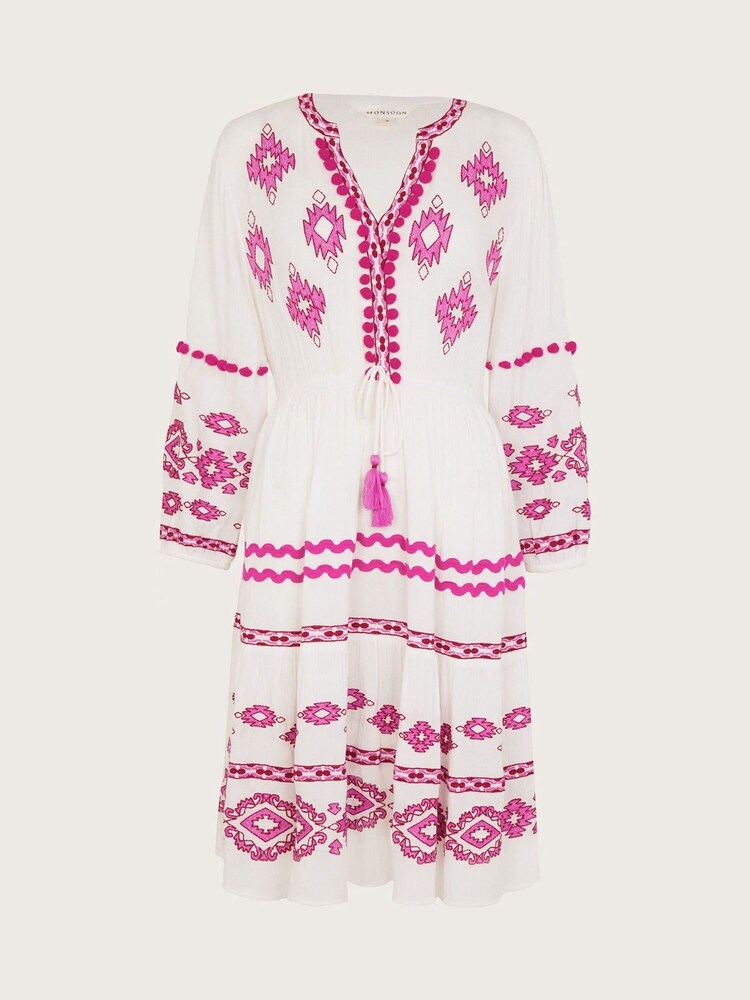 Monsoon White Embroidered Catia Dresses - Image 5 of 5