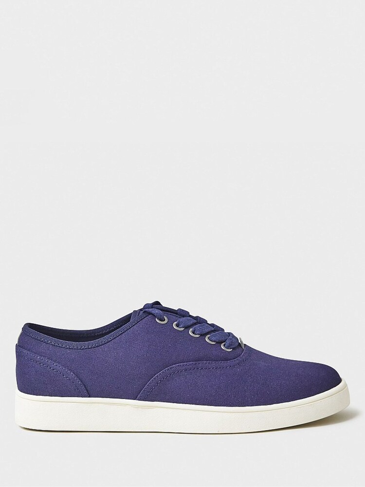 Crew Clothing Blue Canvas Lace Up Trainers - Image 2 of 4