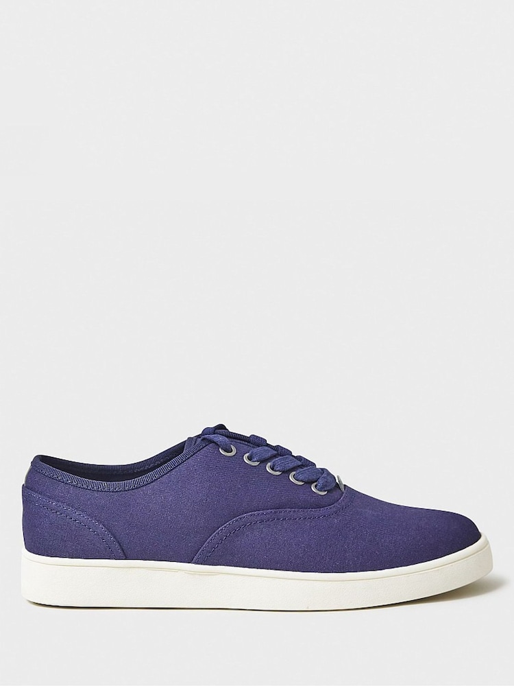 Crew Clothing Blue Canvas Lace Up Trainers - Image 2 of 4 Crew Clothing Blue Canvas Lace Up Trainers - Image 2 of 4