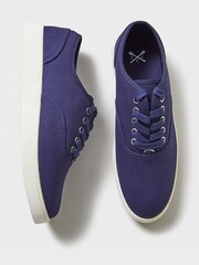 Crew Clothing Blue Canvas Lace Up Trainers - Image 3 of 4