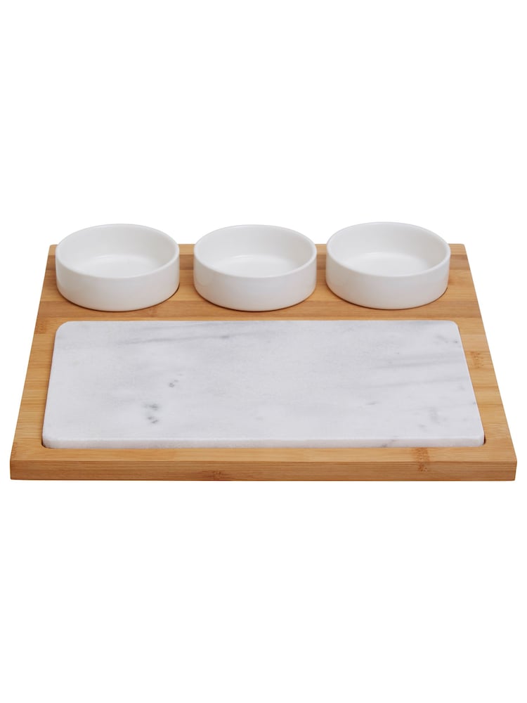 Maison by Premier 5 Piece White Marble And Ceramic Serving Board - Image 1 of 5