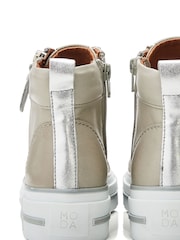 Темно-синий - Moda in Pelle Annaken High Top Chunky Lace-Up Leather Trainers - Image 3 of 4
