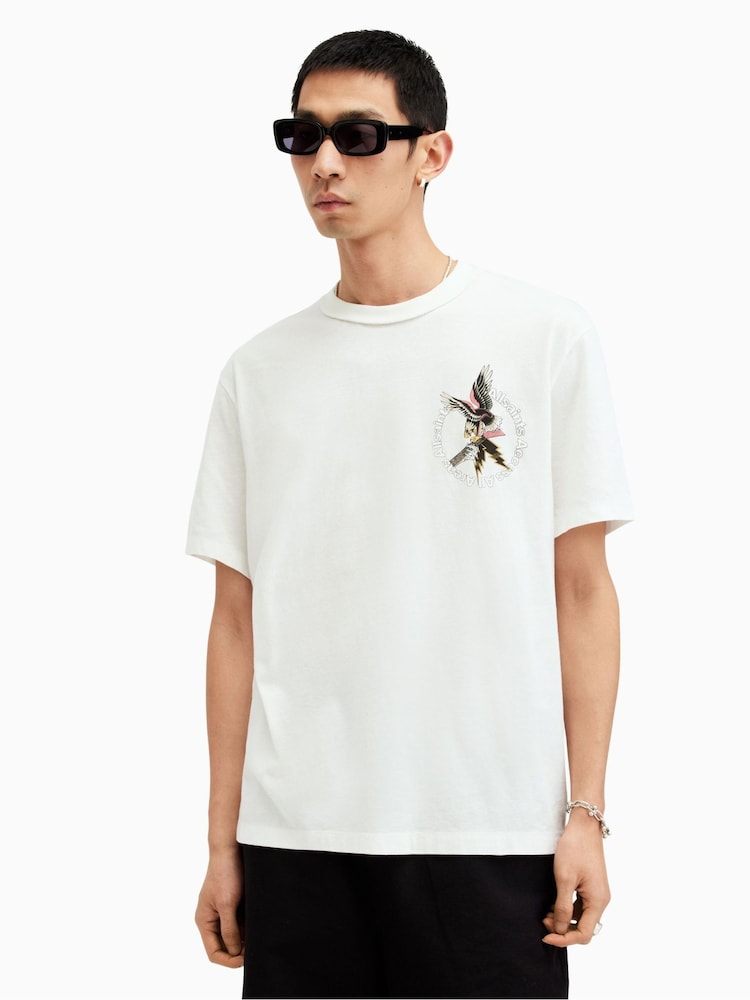 All Saints White Fret Short Sleeve Crew T-Shirt - Image 1 of 6