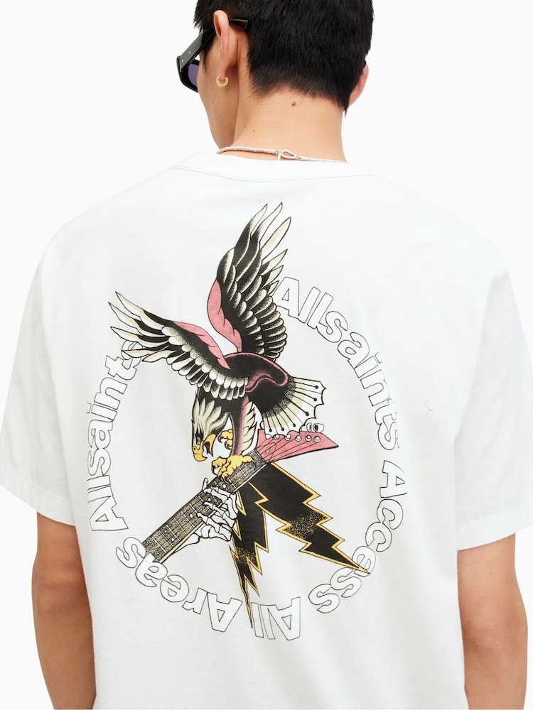 All Saints White Fret Short Sleeve Crew T-Shirt - Image 2 of 6